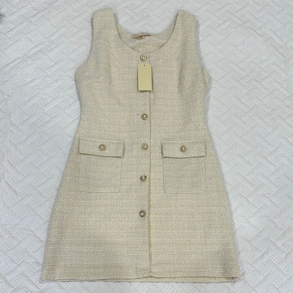 Moussy Cream Sleeveless Sheath Mini Dress